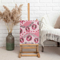 Japanese Daruma Doll Palaka Canvas Wall Art Cherry Blossoms With Shell Lei - Wonder Print Shop