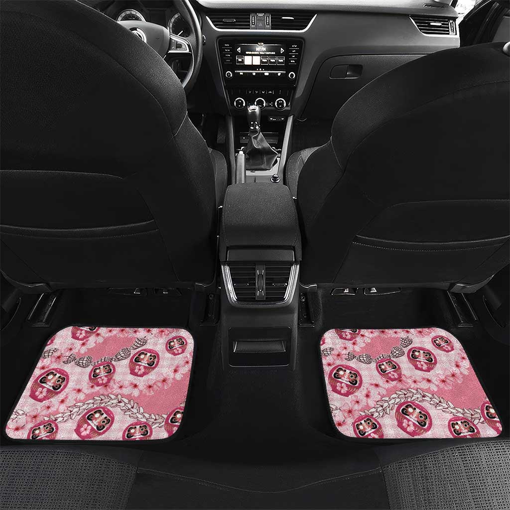 Japanese Daruma Doll Palaka Car Mats Cherry Blossoms With Shell Lei - Wonder Print Shop