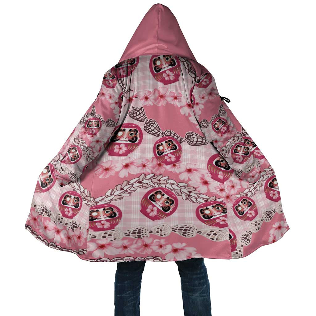 Japanese Daruma Doll Palaka Cloak Cherry Blossoms With Shell Lei - Wonder Print Shop