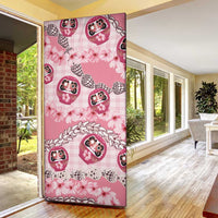 Japanese Daruma Doll Palaka Door Cover Cherry Blossoms With Shell Lei - Wonder Print Shop