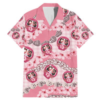 Japanese Daruma Doll Palaka Family Matching Mermaid Dress and Hawaiian Shirt Cherry Blossoms With Shell Lei - Wonder Print Shop