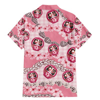Japanese Daruma Doll Palaka Family Matching Mermaid Dress and Hawaiian Shirt Cherry Blossoms With Shell Lei - Wonder Print Shop