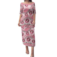 Japanese Daruma Doll Palaka Family Matching Puletasi and Hawaiian Shirt Cherry Blossoms With Shell Lei - Wonder Print Shop