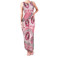 Japanese Daruma Doll Palaka Family Matching Tank Maxi Dress and Hawaiian Shirt Cherry Blossoms With Shell Lei - Wonder Print Shop