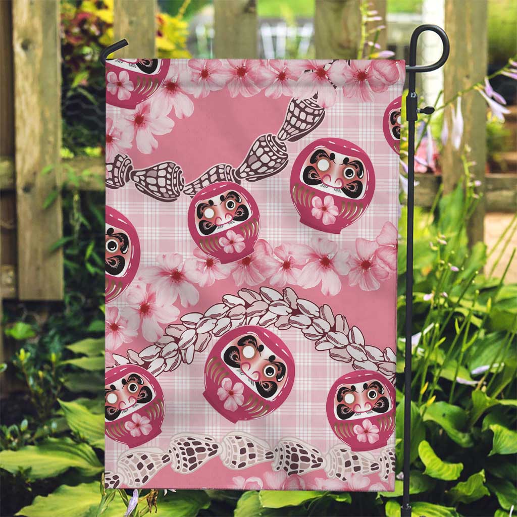 Japanese Daruma Doll Palaka Garden Flag Cherry Blossoms With Shell Lei - Wonder Print Shop