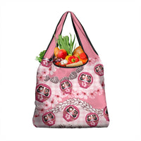Japanese Daruma Doll Palaka Grocery Bag Cherry Blossoms With Shell Lei - Wonder Print Shop