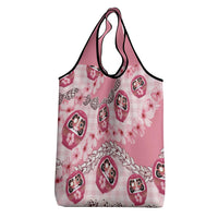 Japanese Daruma Doll Palaka Grocery Bag Cherry Blossoms With Shell Lei - Wonder Print Shop