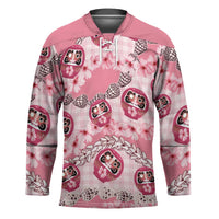 Japanese Daruma Doll Palaka Hockey Jersey Cherry Blossoms With Shell Lei - Wonder Print Shop