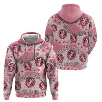 Japanese Daruma Doll Palaka Hoodie Cherry Blossoms With Shell Lei - Wonder Print Shop