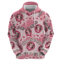 Japanese Daruma Doll Palaka Hoodie Cherry Blossoms With Shell Lei - Wonder Print Shop