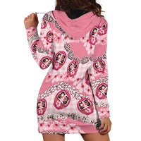 Japanese Daruma Doll Palaka Hoodie Dress Cherry Blossoms With Shell Lei - Wonder Print Shop