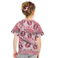 Japanese Daruma Doll Palaka Kid T Shirt Cherry Blossoms With Shell Lei - Wonder Print Shop