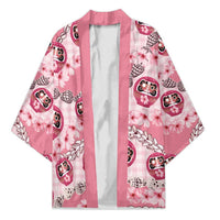Japanese Daruma Doll Palaka Kimono Cherry Blossoms With Shell Lei - Wonder Print Shop