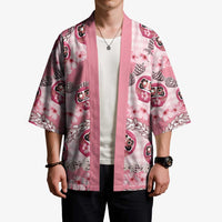 Japanese Daruma Doll Palaka Kimono Cherry Blossoms With Shell Lei - Wonder Print Shop