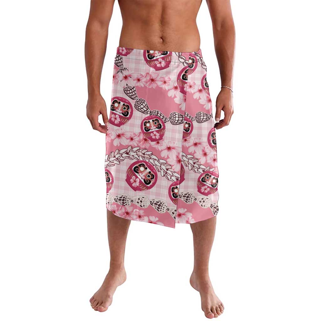 Japanese Daruma Doll Palaka Lavalava Cherry Blossoms With Shell Lei - Wonder Print Shop
