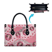 Japanese Daruma Doll Palaka Leather Bag Cherry Blossoms With Shell Lei - Wonder Print Shop