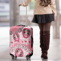 Japanese Daruma Doll Palaka Luggage Cover Cherry Blossoms With Shell Lei - Wonder Print Shop
