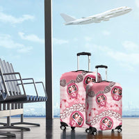 Japanese Daruma Doll Palaka Luggage Cover Cherry Blossoms With Shell Lei - Wonder Print Shop