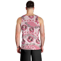 Japanese Daruma Doll Palaka Men Tank Top Cherry Blossoms With Shell Lei - Wonder Print Shop