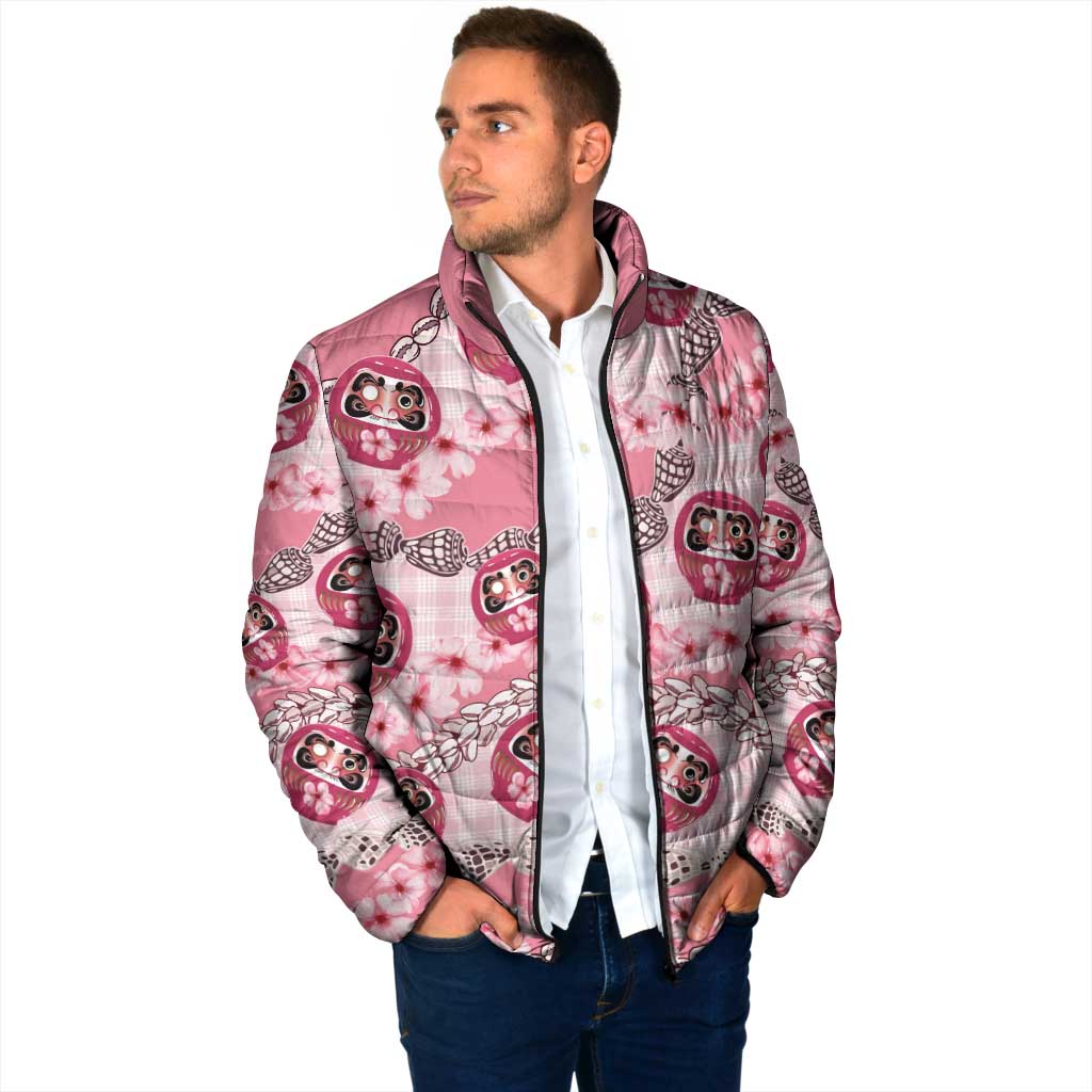 Japanese Daruma Doll Palaka Padded Jacket Cherry Blossoms With Shell Lei - Wonder Print Shop