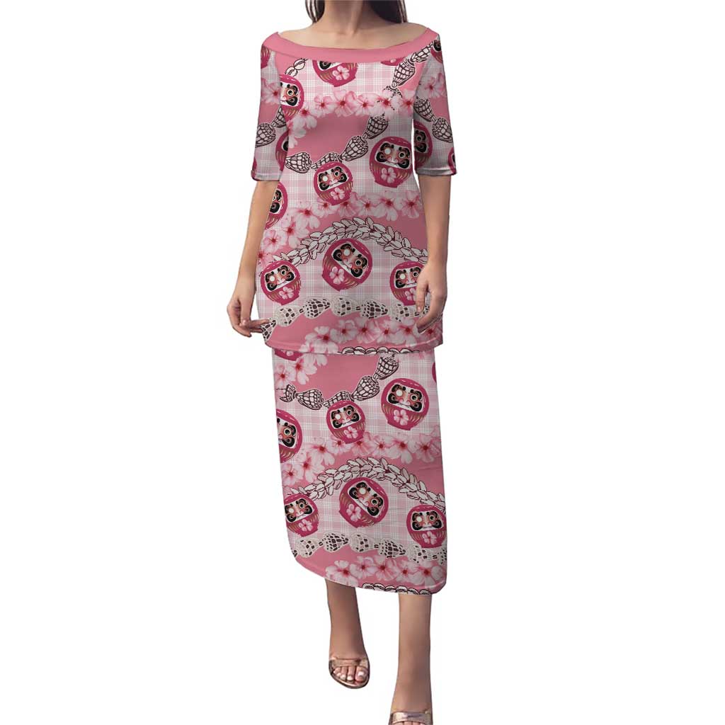 Japanese Daruma Doll Palaka Puletasi Cherry Blossoms With Shell Lei - Wonder Print Shop