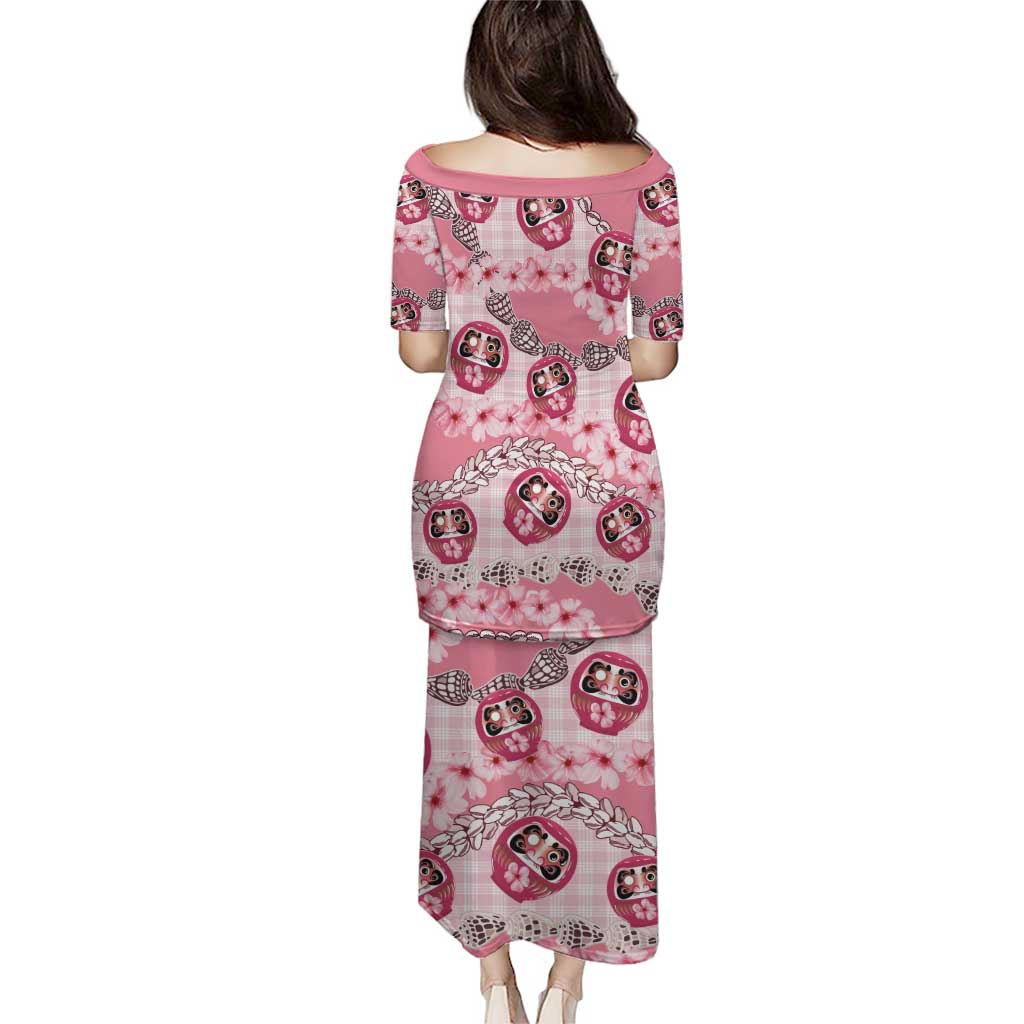 Japanese Daruma Doll Palaka Puletasi Cherry Blossoms With Shell Lei - Wonder Print Shop
