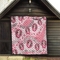 Japanese Daruma Doll Palaka Quilt Cherry Blossoms With Shell Lei - Wonder Print Shop