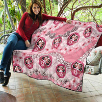 Japanese Daruma Doll Palaka Quilt Cherry Blossoms With Shell Lei - Wonder Print Shop