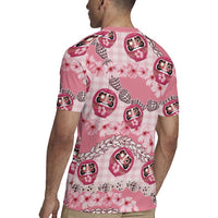 Japanese Daruma Doll Palaka Rugby Jersey Cherry Blossoms With Shell Lei - Wonder Print Shop