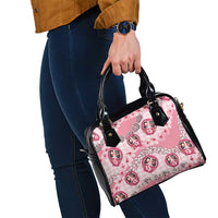 Japanese Daruma Doll Palaka Shoulder Handbag Cherry Blossoms With Shell Lei - Wonder Print Shop