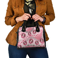 Japanese Daruma Doll Palaka Shoulder Handbag Cherry Blossoms With Shell Lei - Wonder Print Shop