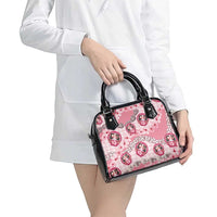 Japanese Daruma Doll Palaka Shoulder Handbag Cherry Blossoms With Shell Lei - Wonder Print Shop