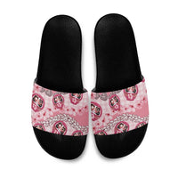Japanese Daruma Doll Palaka Slide Sandals Cherry Blossoms With Shell Lei - Wonder Print Shop
