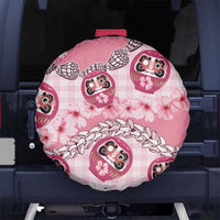Japanese Daruma Doll Palaka Spare Tire Cover Cherry Blossoms With Shell Lei - Wonder Print Shop