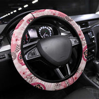 Japanese Daruma Doll Palaka Steering Wheel Cover Cherry Blossoms With Shell Lei - Wonder Print Shop