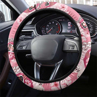Japanese Daruma Doll Palaka Steering Wheel Cover Cherry Blossoms With Shell Lei - Wonder Print Shop