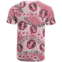Japanese Daruma Doll Palaka T Shirt Cherry Blossoms With Shell Lei - Wonder Print Shop