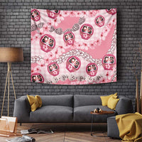 Japanese Daruma Doll Palaka Tapestry Cherry Blossoms With Shell Lei - Wonder Print Shop
