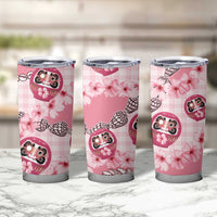 Japanese Daruma Doll Palaka Tumbler Cup Cherry Blossoms With Shell Lei - Wonder Print Shop