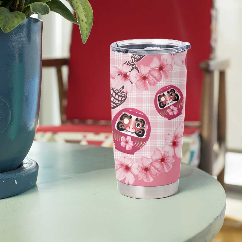 Japanese Daruma Doll Palaka Tumbler Cup Cherry Blossoms With Shell Lei - Wonder Print Shop