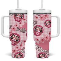 Japanese Daruma Doll Palaka Tumbler With Handle Cherry Blossoms With Shell Lei - Wonder Print Shop