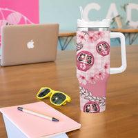 Japanese Daruma Doll Palaka Tumbler With Handle Cherry Blossoms With Shell Lei - Wonder Print Shop