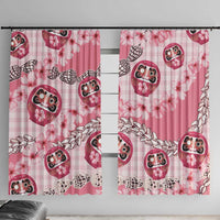 Japanese Daruma Doll Palaka Window Curtain Cherry Blossoms With Shell Lei - Wonder Print Shop