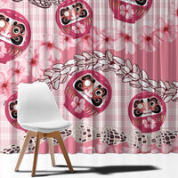 Japanese Daruma Doll Palaka Window Curtain Cherry Blossoms With Shell Lei - Wonder Print Shop