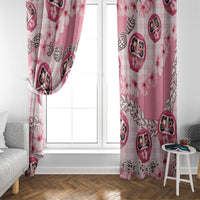 Japanese Daruma Doll Palaka Window Curtain Cherry Blossoms With Shell Lei - Wonder Print Shop