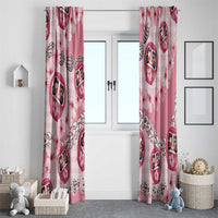 Japanese Daruma Doll Palaka Window Curtain Cherry Blossoms With Shell Lei - Wonder Print Shop