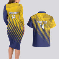 Custom Turks and Caicos Islands Football Couples Matching Long Sleeve Bodycon Dress and Hawaiian Shirt 2025 Go Champions