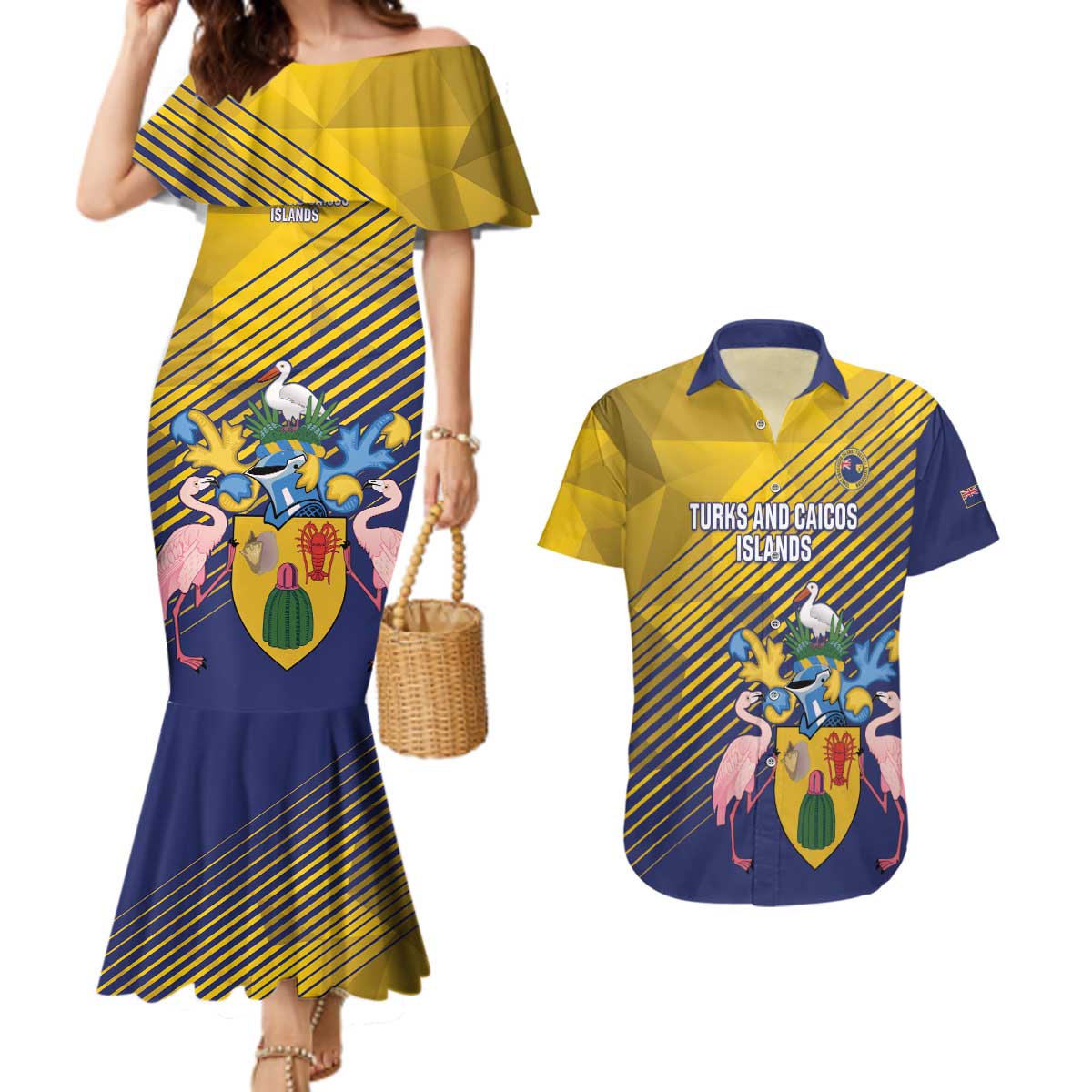 Custom Turks and Caicos Islands Football Couples Matching Mermaid Dress and Hawaiian Shirt 2025 Go Champions