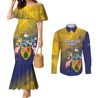 Custom Turks and Caicos Islands Football Couples Matching Mermaid Dress and Long Sleeve Button Shirt 2025 Go Champions