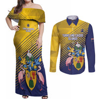 Custom Turks and Caicos Islands Football Couples Matching Off Shoulder Maxi Dress and Long Sleeve Button Shirt 2025 Go Champions